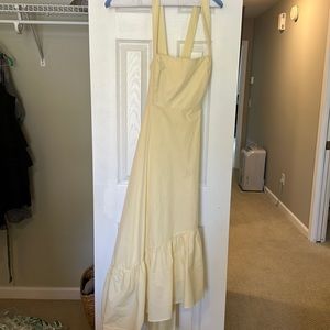 Asymmetrical hem light yellow dress